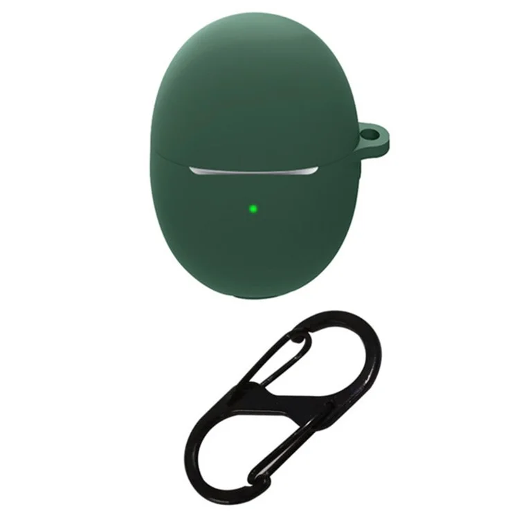 For Huawei FreeBuds 5 Bluetooth-compatible Earphone Charging Bin Sleeve Cover Silicone Case with Buckle - Blackish Green