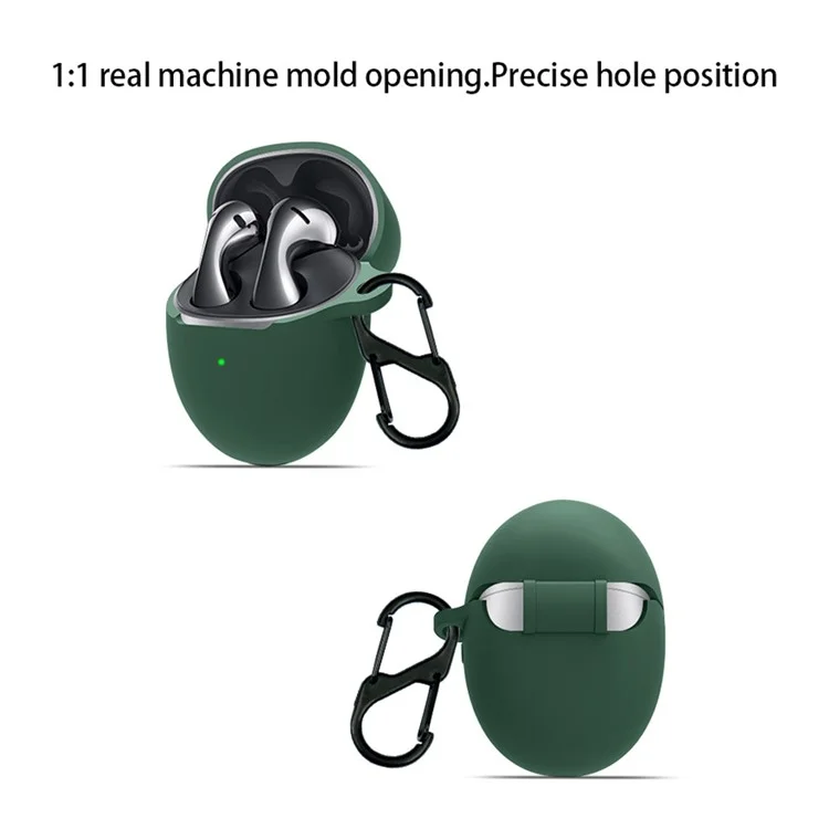 For Huawei FreeBuds 5 Bluetooth-compatible Earphone Charging Bin Sleeve Cover Silicone Case with Buckle - Blackish Green
