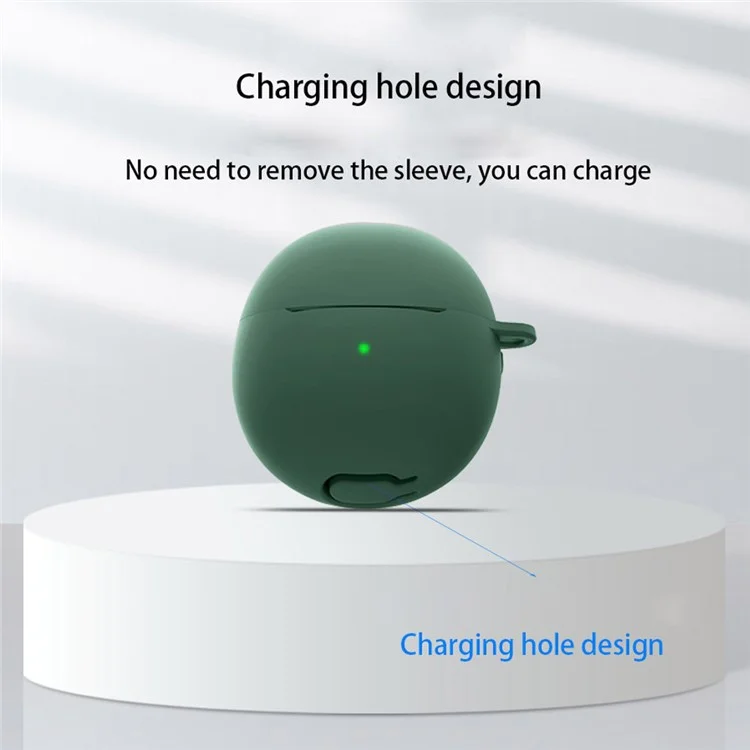 For Huawei FreeBuds 5 Bluetooth-compatible Earphone Charging Bin Sleeve Cover Silicone Case with Buckle - Blackish Green