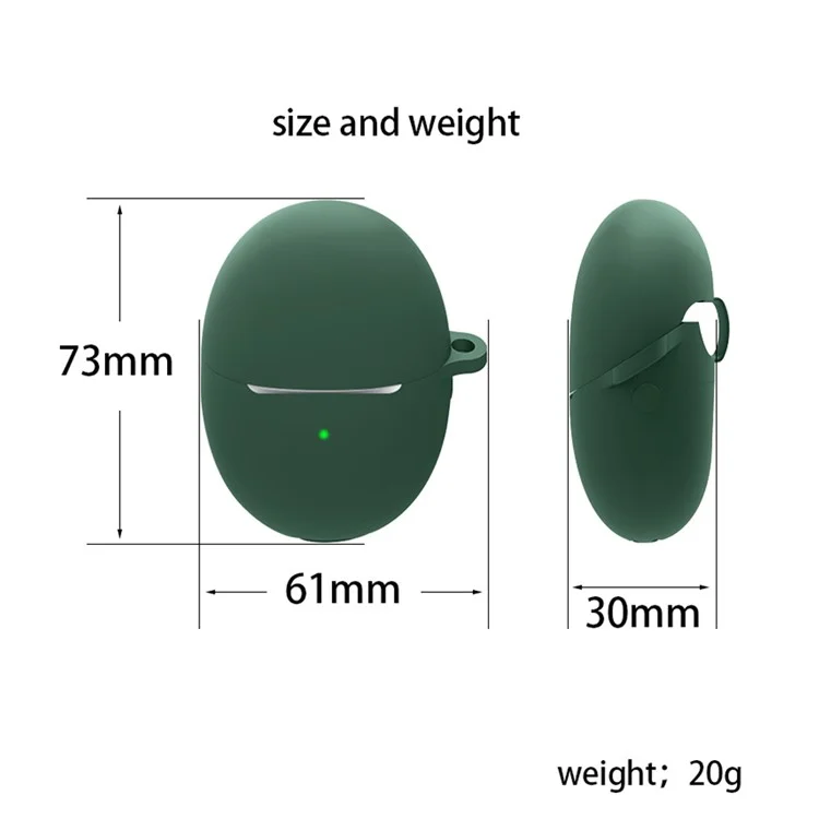 For Huawei FreeBuds 5 Bluetooth-compatible Earphone Charging Bin Sleeve Cover Silicone Case with Buckle - Blackish Green