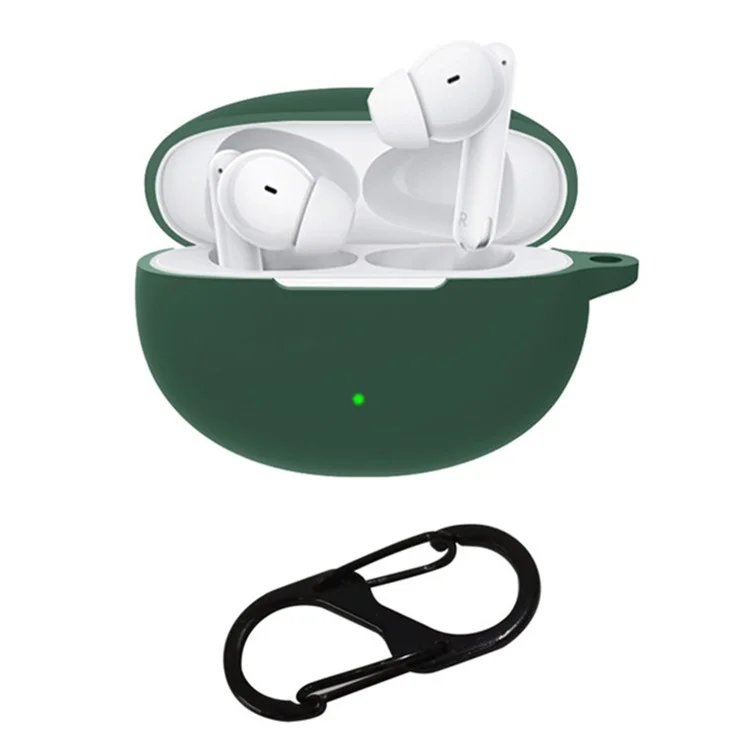 Silicone Case for Oppo Enco Free 3 Bluetooth-compatible Earphone Charging Case Sleeve Cover with Buckle - Blackish Green