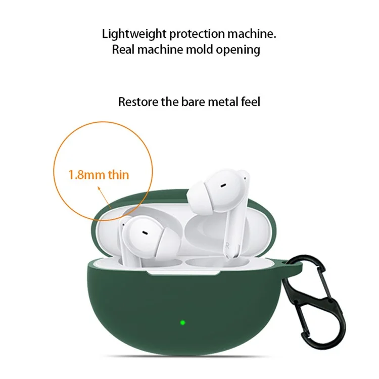 Silicone Case for Oppo Enco Free 3 Bluetooth-compatible Earphone Charging Case Sleeve Cover with Buckle - Blackish Green