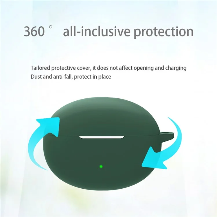 Silicone Case for Oppo Enco Free 3 Bluetooth-compatible Earphone Charging Case Sleeve Cover with Buckle - Blackish Green