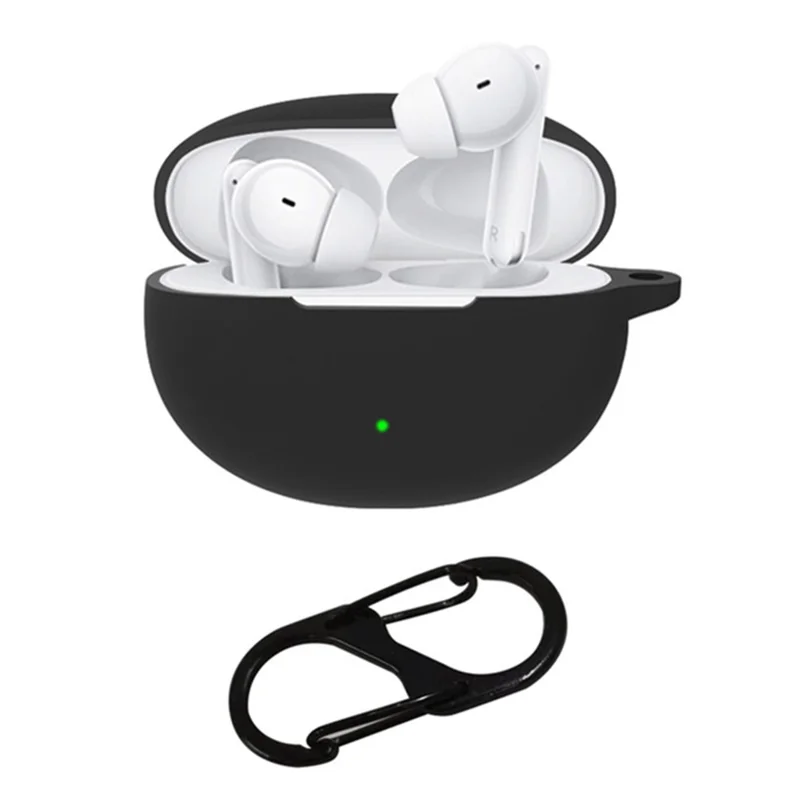 Silicone Case for Oppo Enco Free 3 Bluetooth-compatible Earphone Charging Case Sleeve Cover with Buckle - Black