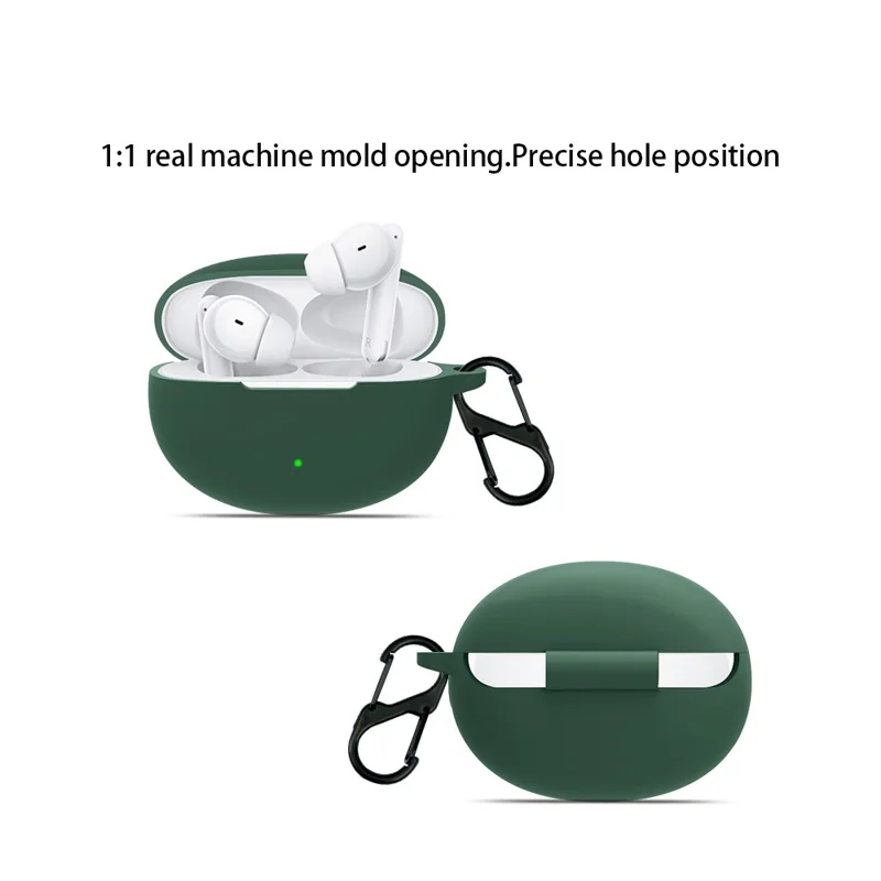 Silicone Case for Oppo Enco Free 3 Bluetooth-compatible Earphone Charging Case Sleeve Cover with Buckle - Black