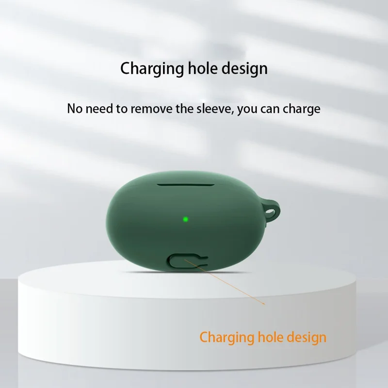 Silicone Case for Oppo Enco Free 3 Bluetooth-compatible Earphone Charging Case Sleeve Cover with Buckle - Black