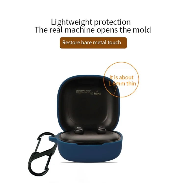 Protective Sleeve for Linklike Halo Bluetooth-compatible Earphone Charging Case Cover Silicone Case with Buckle - Dark Blue