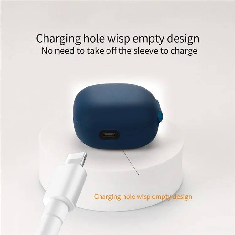 Protective Sleeve for Linklike Halo Bluetooth-compatible Earphone Charging Case Cover Silicone Case with Buckle - Dark Blue