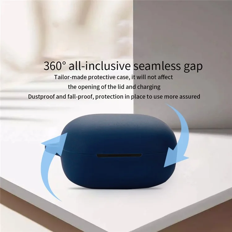 Protective Sleeve for Linklike Halo Bluetooth-compatible Earphone Charging Case Cover Silicone Case with Buckle - Dark Blue