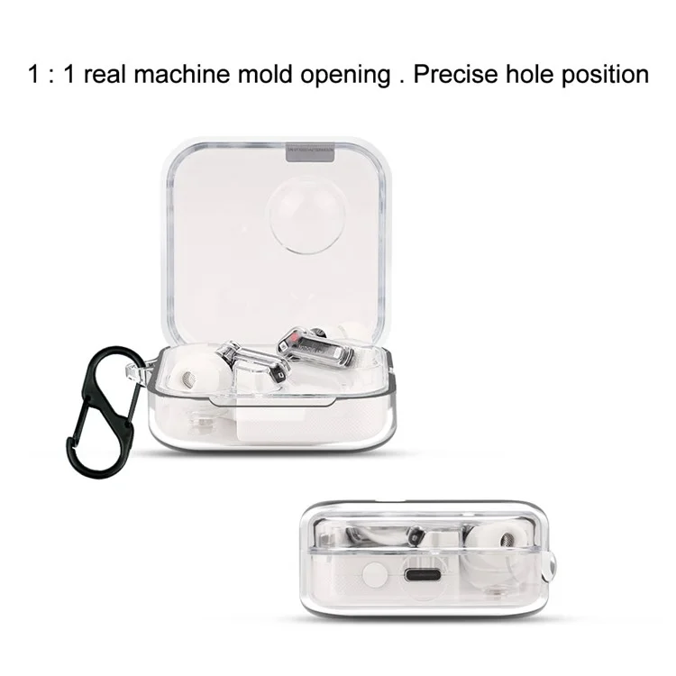 For Nothing Ear (2) Silicone Cover Wireless Bluetooth-compatible Earphone Dust-proof Case with Anti-lost Buckle - Transparent