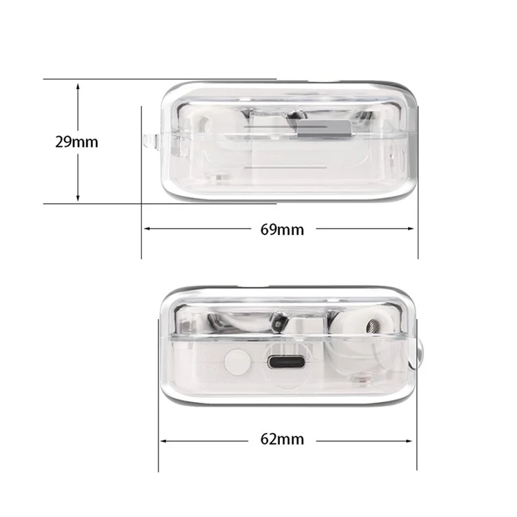 For Nothing Ear (2) Silicone Cover Wireless Bluetooth-compatible Earphone Dust-proof Case with Anti-lost Buckle - Transparent