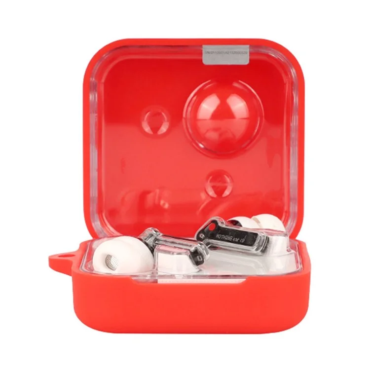Custodia in silicone per Nothing Ear (2) Cuffie Bluetooth wireless antiappannamento con fibbia antifurto - Rosso