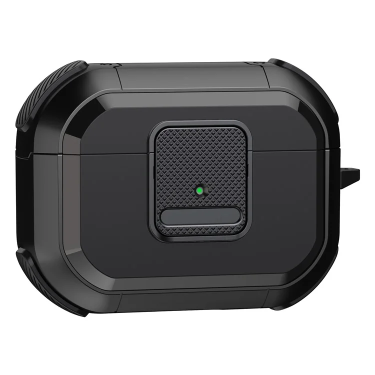 Capa à prova de choques para a capa de proteção da Apple AirPods Pro, com trava, mosquetão TWS Headset TPU PC - Preto