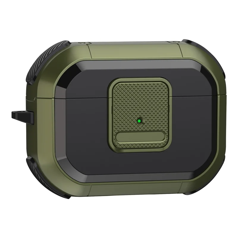 TPU PC Cover for AirPods Pro 2 Case Bluetooth-compatible Headset Protective Case with Lock, Carabiner - Army Green