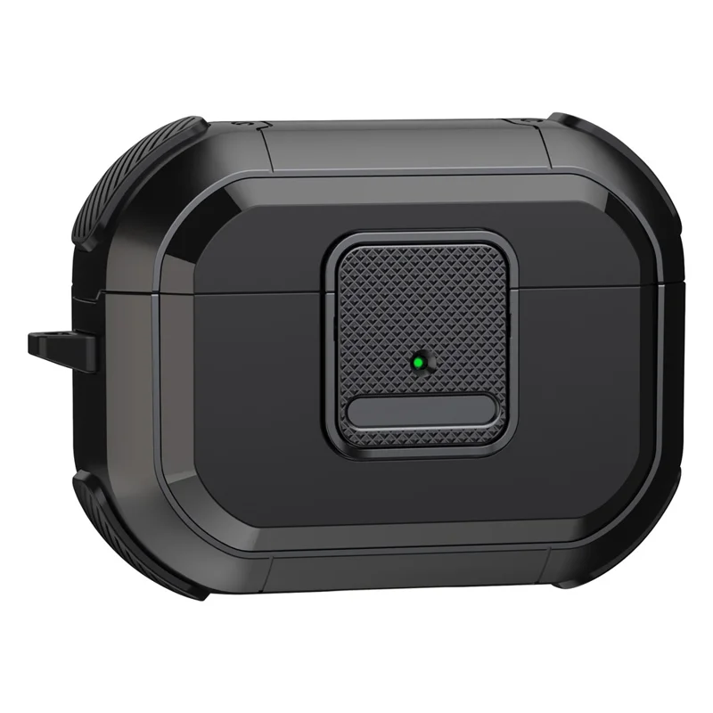 TPU PC Cover for AirPods Pro 2 Case Bluetooth-compatible Headset Protective Case with Lock, Carabiner - Black