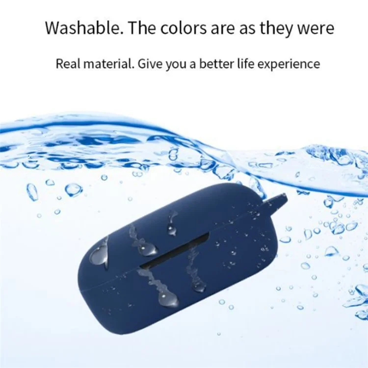 For BOAT Airdopes 441 Protective Sleeve with Buckle Bluetooth-compatible Earphone Charging Case Silicone Cover - Dark Blue