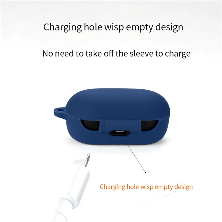 For BOAT Airdopes 441 Protective Sleeve with Buckle Bluetooth-compatible Earphone Charging Case Silicone Cover - Dark Blue