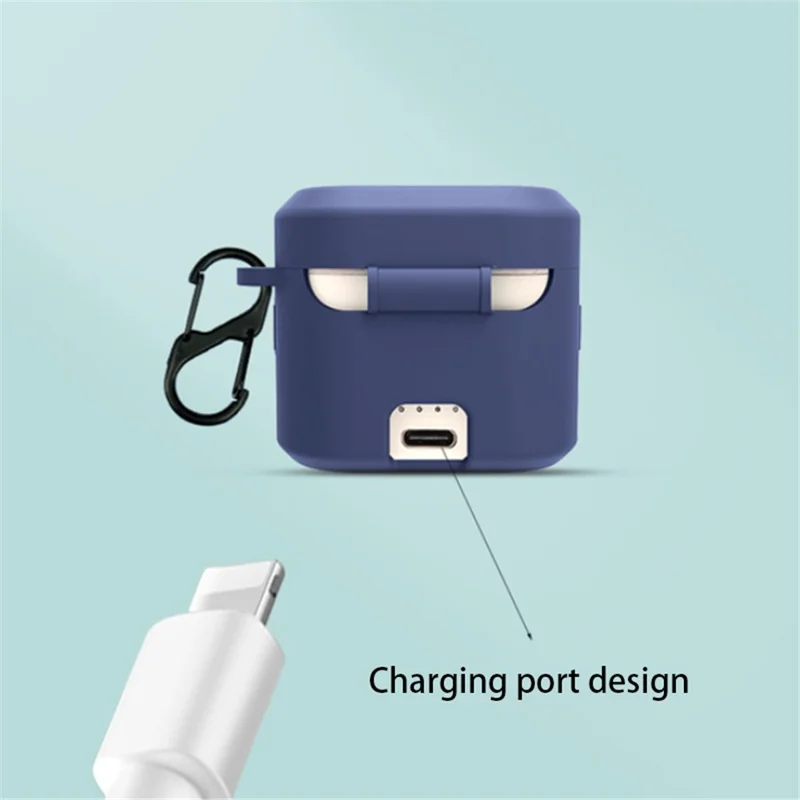 Capa à Prova de Arranhões de Silicone para BOAT Airdopes 402 Fone de Ouvido Bluetooth Sleeve Protector com Fivela - Azul Escuro