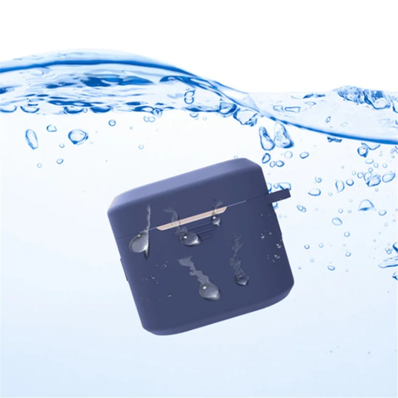 Capa à Prova de Arranhões de Silicone para BOAT Airdopes 402 Fone de Ouvido Bluetooth Sleeve Protector com Fivela - Azul Escuro