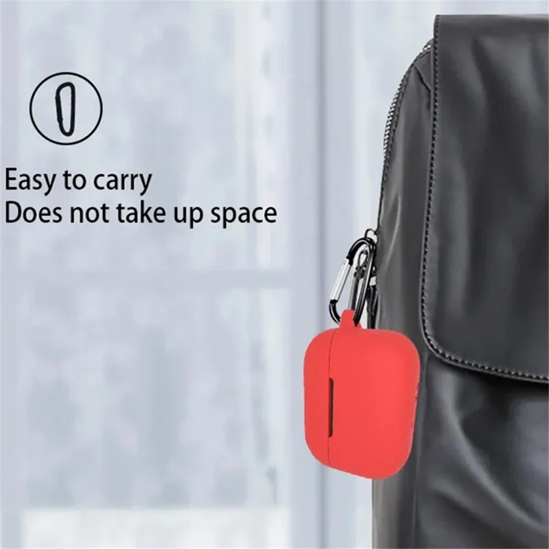 Anti-dust Silicone Cover for BOAT Airdopes 161 Bluetooth-compatible Earphone Protective Sleeve with Carabiner - White