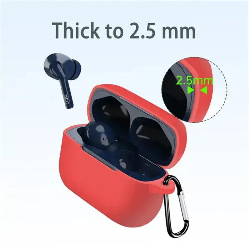 Anti-dust Silicone Cover for BOAT Airdopes 161 Bluetooth-compatible Earphone Protective Sleeve with Carabiner - White