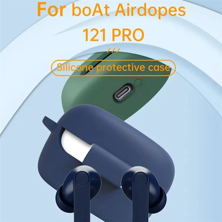 Drop-proof Silicone Cover for BOAT Airdopes 121 Pro Bluetooth-compatible Earphone Protective Sleeve with Carabiner - Red