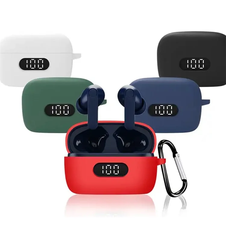 Drop-proof Silicone Cover for BOAT Airdopes 121 Pro Bluetooth-compatible Earphone Protective Sleeve with Carabiner - Red