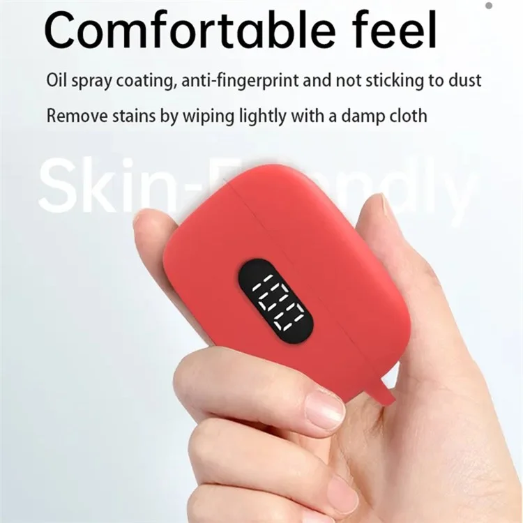 Drop-proof Silicone Cover for BOAT Airdopes 121 Pro Bluetooth-compatible Earphone Protective Sleeve with Carabiner - Red