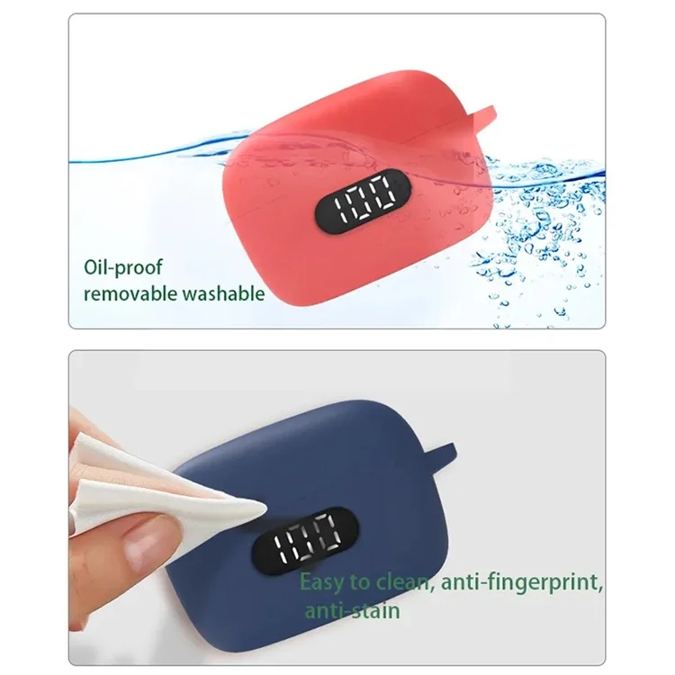 Drop-proof Silicone Cover for BOAT Airdopes 121 Pro Bluetooth-compatible Earphone Protective Sleeve with Carabiner - Red