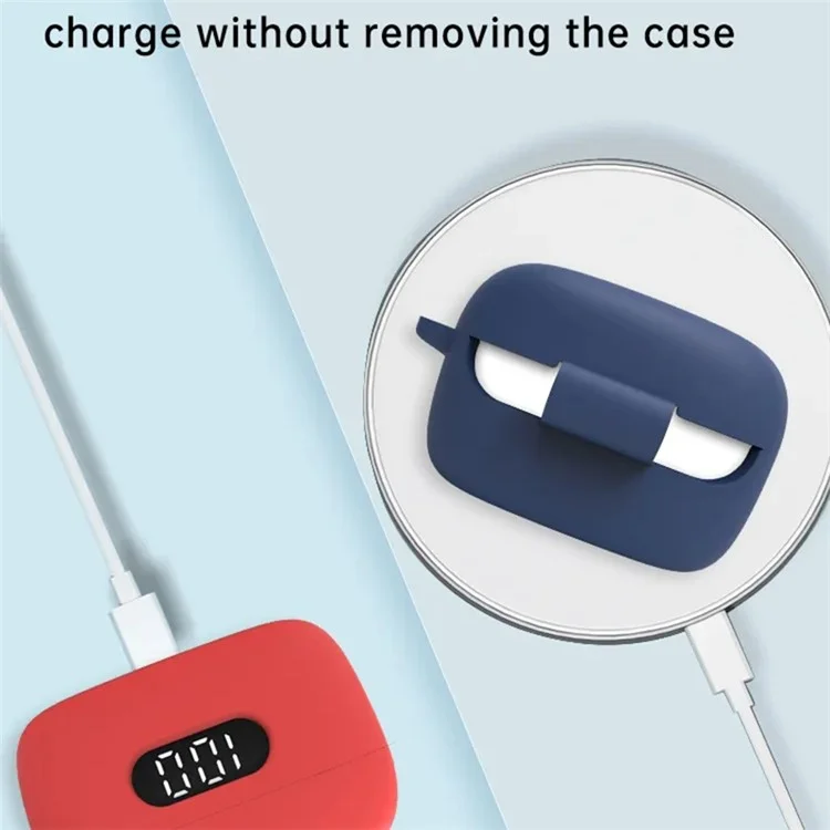 Drop-proof Silicone Cover for BOAT Airdopes 121 Pro Bluetooth-compatible Earphone Protective Sleeve with Carabiner - Red