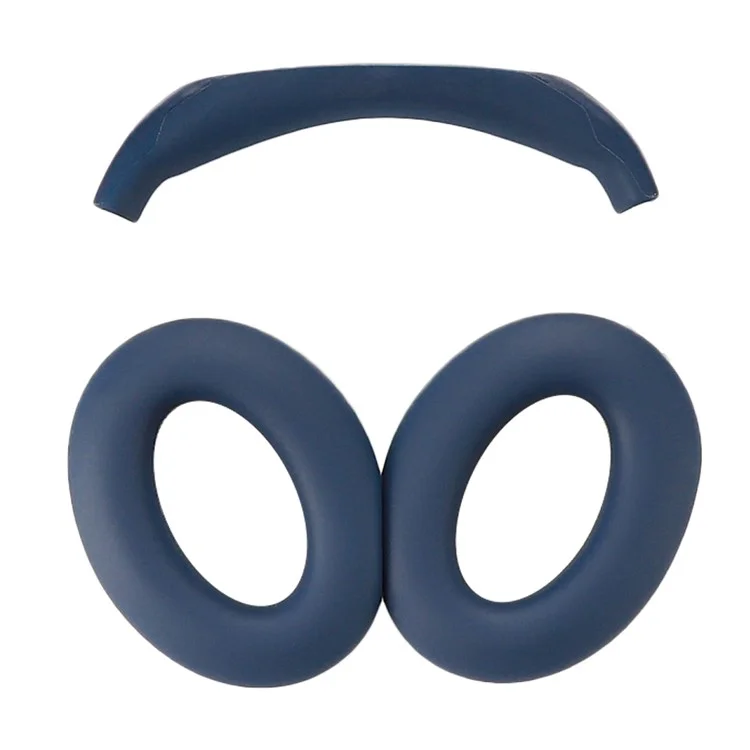 Per Bose QC45 / QC35 / QC25 / QC15 / AE2 1 paio di cuscinetti per cuffie in silicone + 1 copertura per l'archetto della testa - Blu scuro