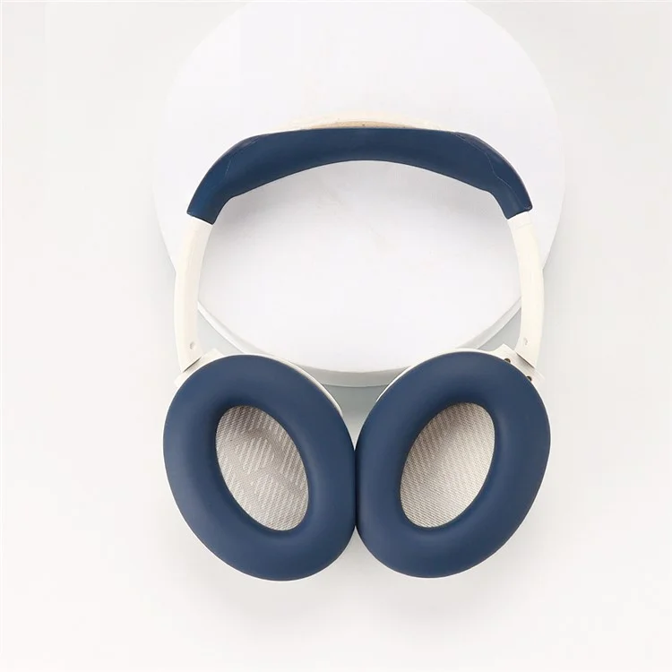 Per Bose QC45 / QC35 / QC25 / QC15 / AE2 1 paio di cuscinetti per cuffie in silicone + 1 copertura per l'archetto della testa - Blu scuro