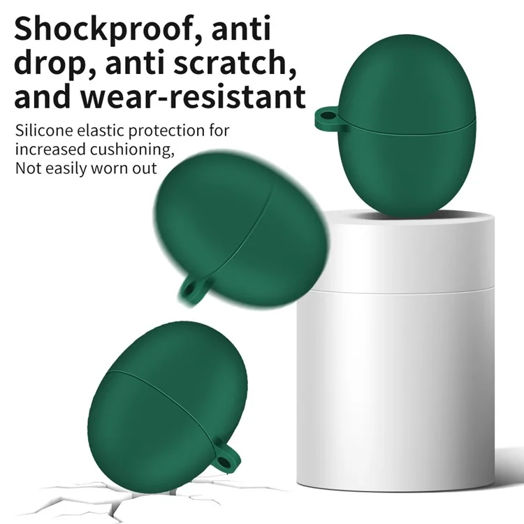 Funda de silicona para Huawei FreeBuds 5, cubierta protectora antiagresiones, auriculares Bluetooth protectores con gancho - Verde negruzco