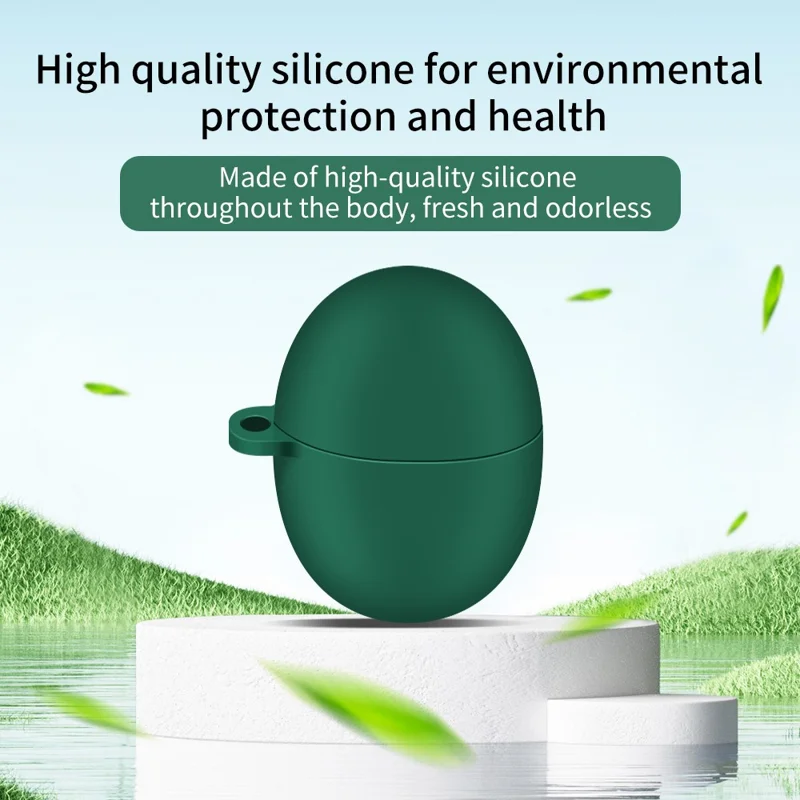 Etui silikonowe do Huawei FreeBuds 5, ochronna pokrywa z zabezpieczeniem przed upadkiem, zabezpieczenie na słuchawki Bluetooth z hakiem - czerwone