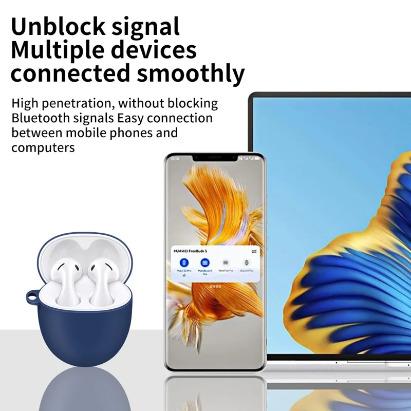 Etui silikonowe do Huawei FreeBuds 5, ochronna pokrywa z zabezpieczeniem przed upadkiem, zabezpieczenie na słuchawki Bluetooth z hakiem - czerwone