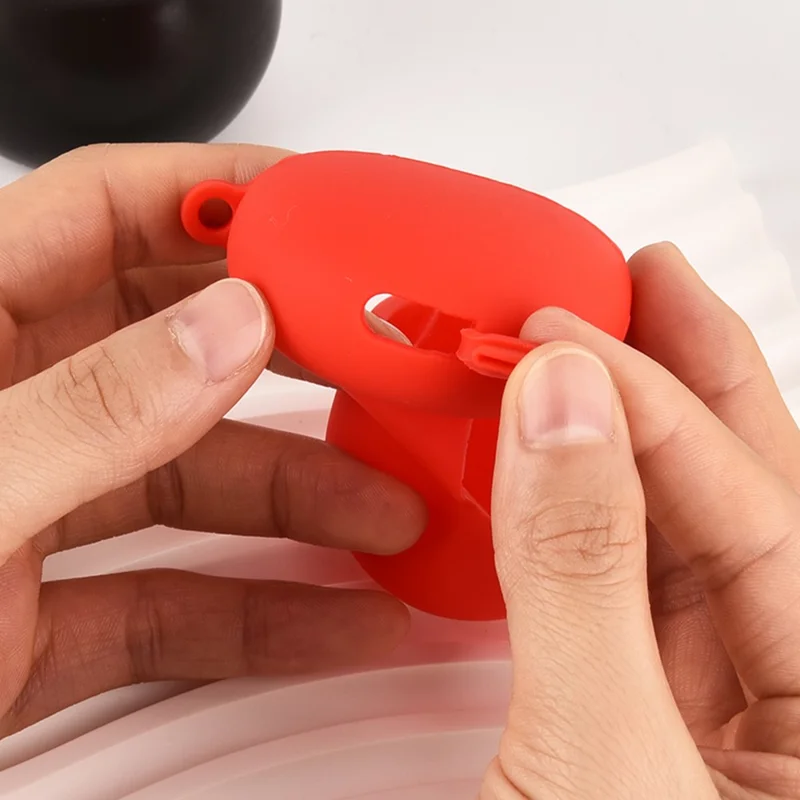 Etui silikonowe do Huawei FreeBuds 5, ochronna pokrywa z zabezpieczeniem przed upadkiem, zabezpieczenie na słuchawki Bluetooth z hakiem - czerwone