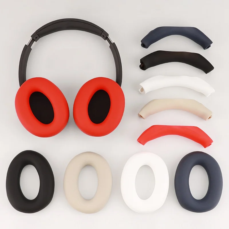 1 Pair Silicone Earpad Case with 1 Head Beam Cover for Sony WH-CH720N Headphone - White