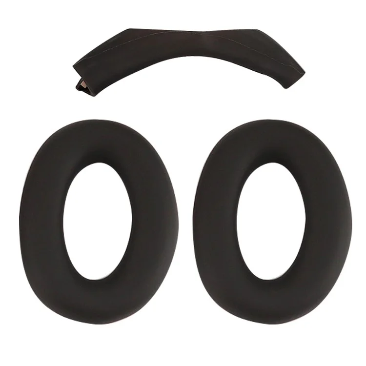 1 Pair Silicone Earpad Case with 1 Head Beam Cover for Sony WH-CH720N Headphone - Black