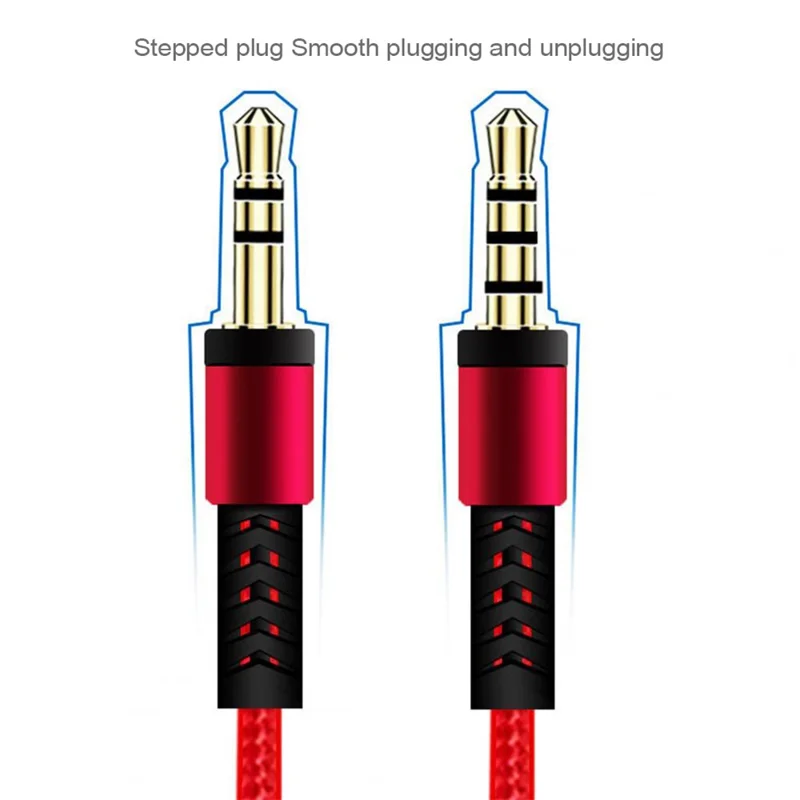 Cavo audio stereo AUX da 1,2 m da 3,5 mm a 3,5 mm maschio a maschio con controllo del volume con tasto e microfono - Bianco