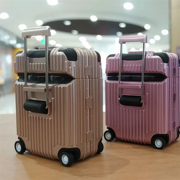 Para Funda Protectora de Silicona con Diseño de Maleta de Ruedas para Estuche de Carga de AirPods Pro / Pro 2 de Apple, Funda para Auriculares Bluetooth - Negro