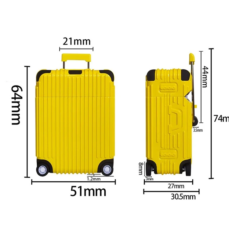 Para Funda Protectora de Silicona con Diseño de Maleta de Ruedas para Estuche de Carga de AirPods Pro / Pro 2 de Apple, Funda para Auriculares Bluetooth - Negro