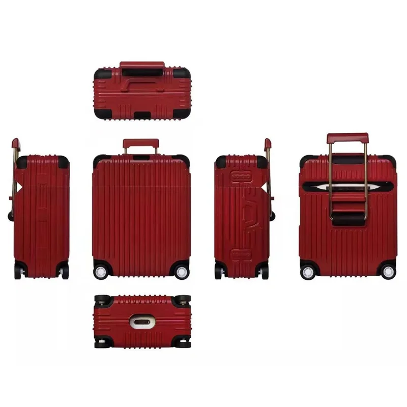 For Apple AirPods Pro / Pro 2 Charging Case Cover Wheel Luggage Design Silicone Case Bluetooth-compatible Headset Protector - Wine Red