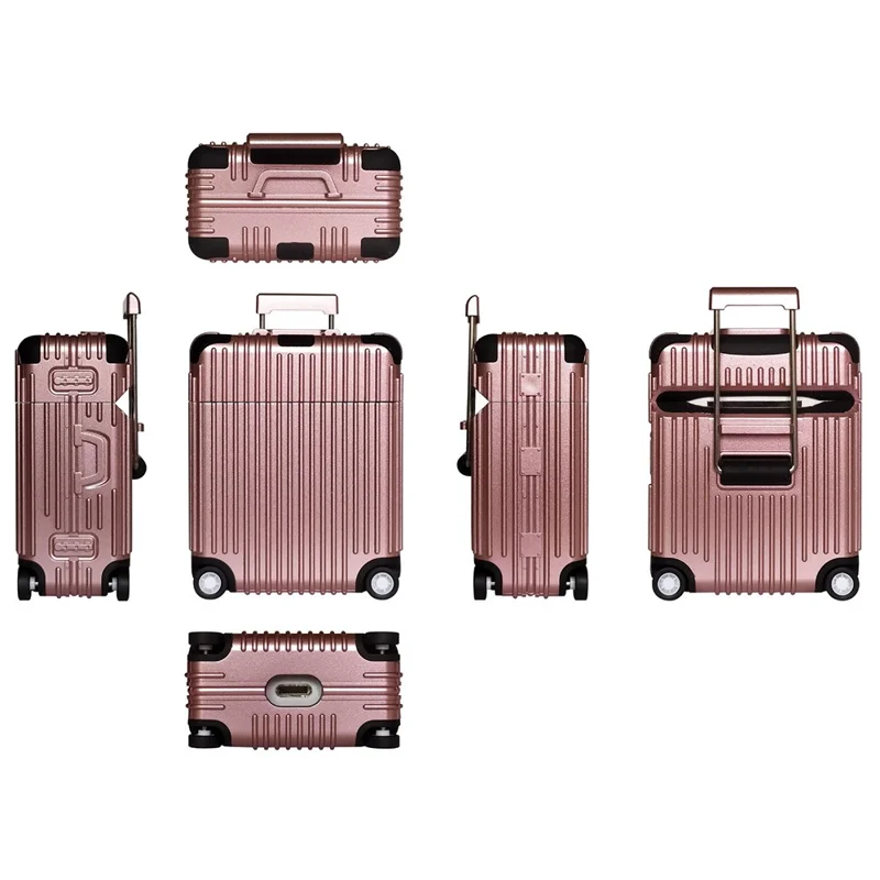 For Apple AirPods Pro / Pro 2 Charging Case Cover Wheel Luggage Design Silicone Case Bluetooth-compatible Headset Protector - Rose Gold