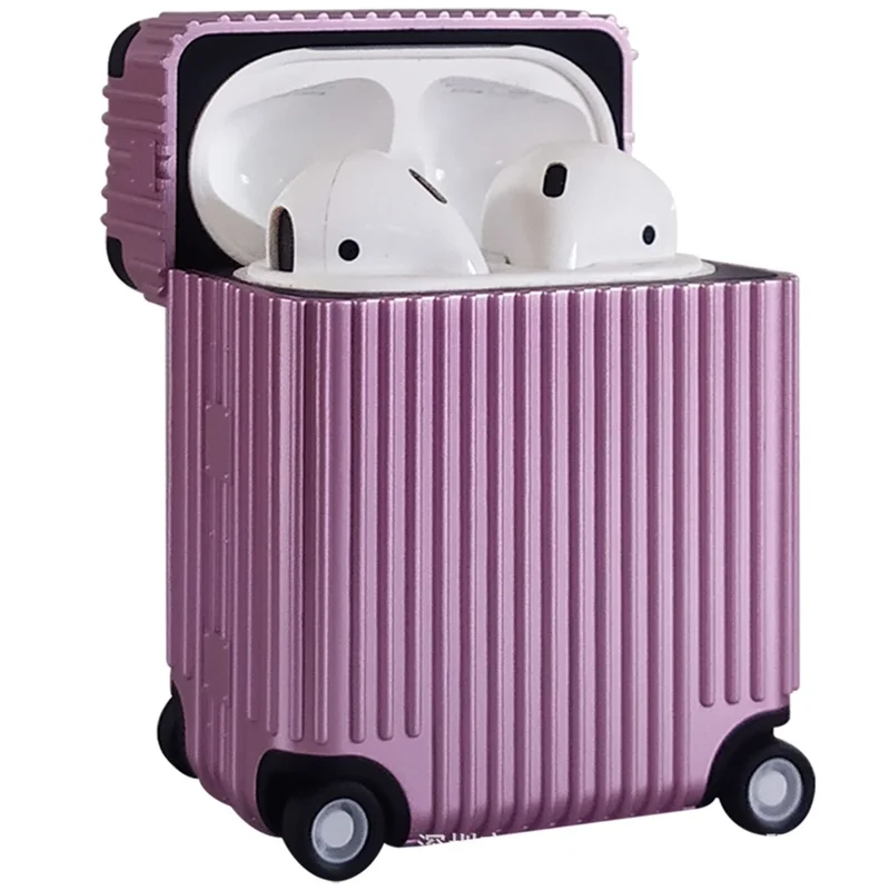 For Apple AirPods Pro / Pro 2 Charging Case Cover Wheel Luggage Design Silicone Case Bluetooth-compatible Headset Protector - Rose Pink