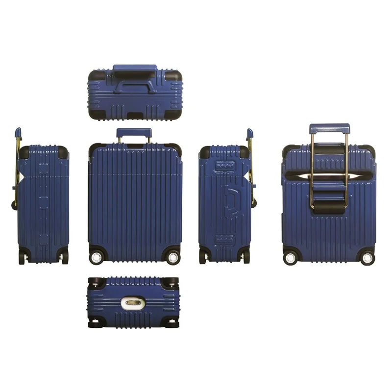 For Apple AirPods Pro / Pro 2 Charging Case Cover Wheel Luggage Design Silicone Case Bluetooth-compatible Headset Protector - Dark Blue