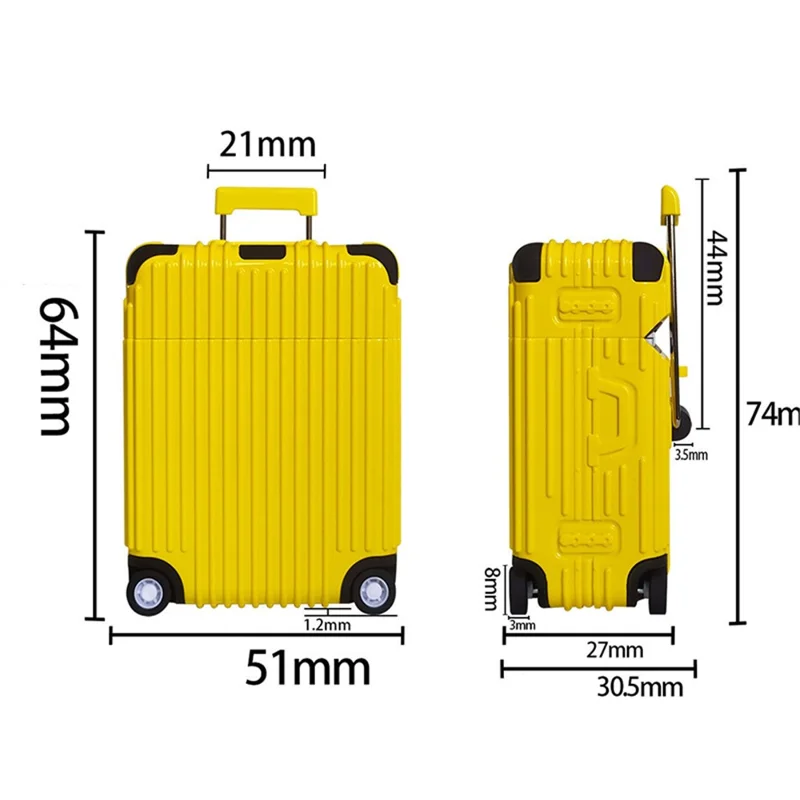 For Apple AirPods Pro / Pro 2 Charging Case Cover Wheel Luggage Design Silicone Case Bluetooth-compatible Headset Protector - Dark Blue