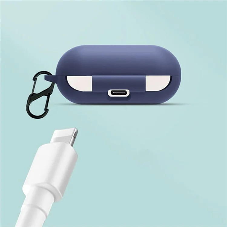 Para Capa de Silicone Sony WF-C700N Bluetooth Earphone Protective Case com Anti-lost Buckle - Azul Escuro