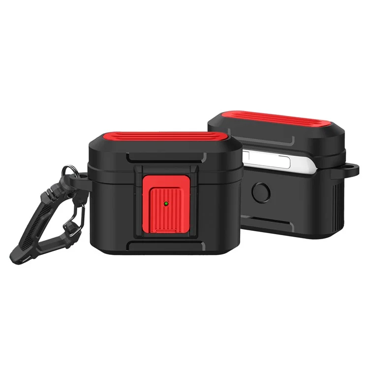 Per custodia protettiva AirPods Pro 2 Earphone con fibbia a pressione Disegno della custodia da viaggio TPU+PC Anti-caduta Copertura - Nero / Rosso