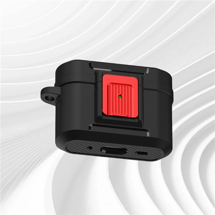 Per custodia protettiva AirPods Pro 2 Earphone con fibbia a pressione Disegno della custodia da viaggio TPU+PC Anti-caduta Copertura - Nero / Rosso