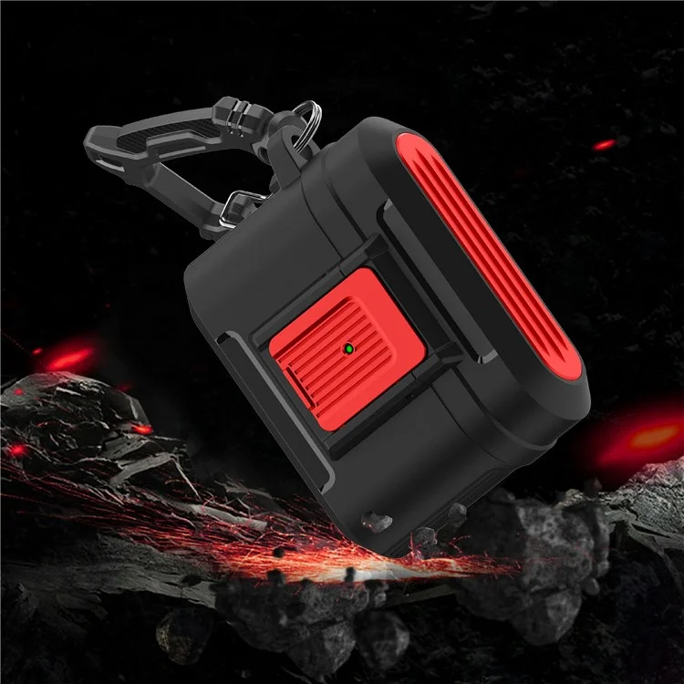 Per custodia protettiva AirPods Pro 2 Earphone con fibbia a pressione Disegno della custodia da viaggio TPU+PC Anti-caduta Copertura - Nero / Rosso